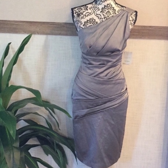 Dresses & Skirts - BNWT Silver Satin $138 One Shoulder Dress